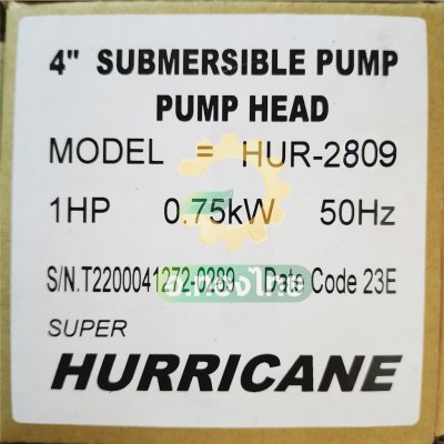 ปั๊มบาดาล ซับเมอร์ส Hurricane เฮอร์ริเคน มอเตอร์ Franklin แฟรงกลิ้น AC 1.25 นิ้ว 1 แรง 9 ใบพัด รุ่น HUR-2809 บ่อบาดาล