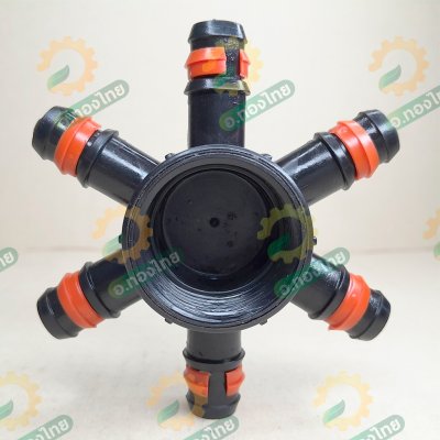 ข้อต่อ 6 ทาง ข้อต่อแยกท่อพีอี PE เกลียวใน 1 นิ้ว*20 มม. รุ่น H6 ยี่ห้อ Super Products (สีส้ม)