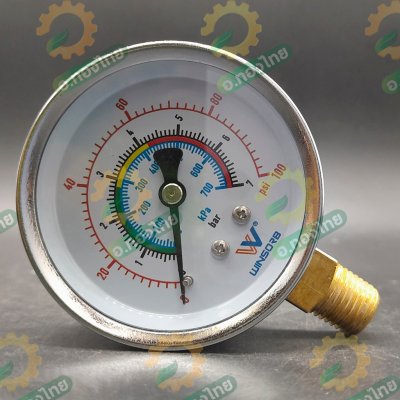 เกย์ปอน 7 บาร์ เกจ์วัดแรงดัน (Pressure Gauge) หน้าปัด 63mm. เกลียวนอก 1/4