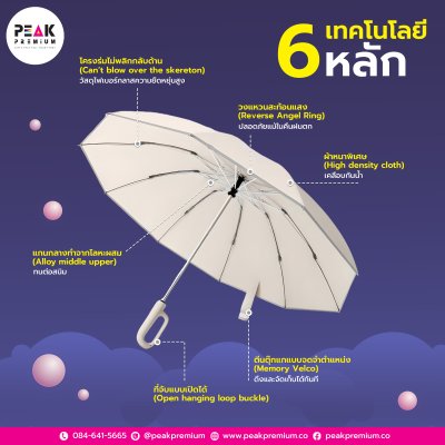 ร่ม รุ่นขอบสะท้อนแสง Reflective Angle Umbrella สกรีนโลโก้