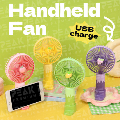 FreshPop™ Portable Fan พัดลมมินิสีพาสเทล พร้อมฐานวางมือถือ สกรีนโลโก้ได้
