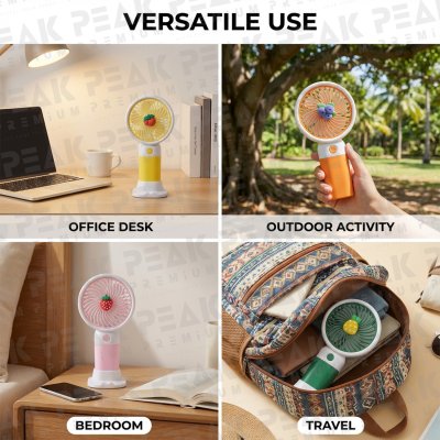 พัดลมพกพาลายผลไม้ พับตั้งได้  FruitBreeze Mini Fan พร้อมพิมพ์โลโก้