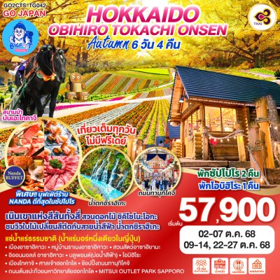 ทัวร์ญี่ปุ่น ฮอกไกโด การบินไทย ตุลาคม 2568
