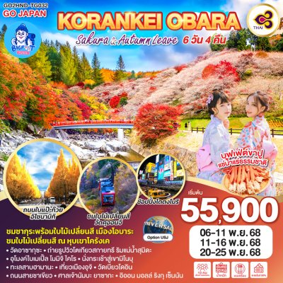 ทัวร์โอซาก้า โตเกียว โอบาระ โครังเค ใบไม้เปลี่ยนสี 2568