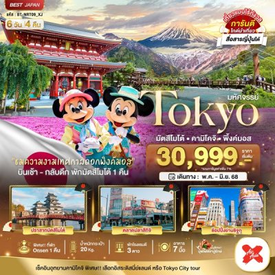 ทัวร์ญี่ปุ่น โตเกียว TOKYO มัตสึโมโต้ คามิโคจิ พิ้งค์มอส 6 วัน 4 คืน บินXJ เดินทาง พ.ค.-มิ.ย.68 ราคาเริ่ม 30,999 บาท