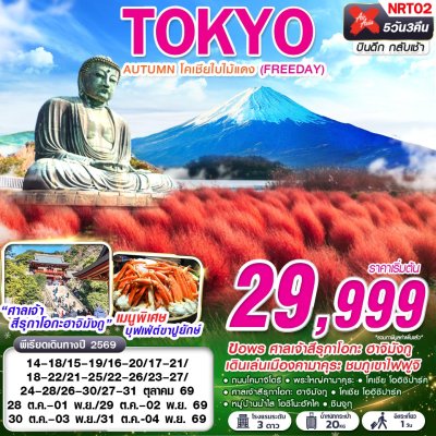 ทัวร์ญี่ปุ่น โตเกียว TOKYO AUTUMN โคเชียใบไม้แดง (ฟรีเดย์) 5D3N บินXJ ราคาเริ่มต้น 29,999 บาท