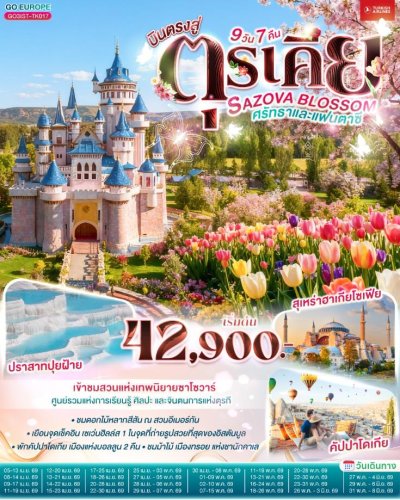ทัวร์ตุรกี ตุรเคีย 9 วัน 7 คืน บินTK เดินทาง เม.ย.-ต.ค.69  ราคาเริ่ม 42,900 บาท