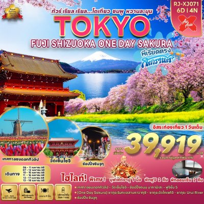 ทัวร์โตเกียว ชมพู หวานละมุน ชมซากุระ วิว ฟูจิ TOKYO FUJI SHIZUOKA ONE DAY SAKURA 6วัน4คืน เดินทาง เมษายน 2568 ราคาเริ่มต้น 39,919.-