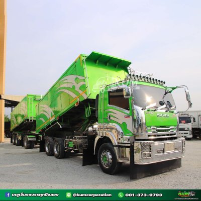 สิบล้อดั้มพ์ ISUZU FXZ 360 แรงม้า ปี 65+หางดั้มพ์ สามเพลา อู่สหะกิจ ปี 65
