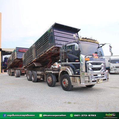 สด ลด VAT สิบสองล้อดั้มพ์ ISUZU FXZ 360 แรงม้า ปี 65 + หางดั้มพ์ สามเพลา อู่แม็กเทรลเลอร์ ปี 65
