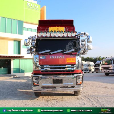 แดงเบอร์กันดี้สีหายาก ดั้มพ์ดิน ISUZU FXZ 360 แรงม้า ปี 66 + หางดั้มพ์ สามเพลา อู่วิศวะกรรมยานยนต์ ปี 66