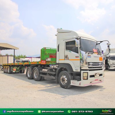 สิบล้อหัวลาก ISUZU GXZ 360 แรงม้า ปี 56+หางพื้นเรียบ สามเพลา อู่ ส.สมบัติ ปี 62