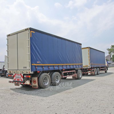 สิบล้อตู้ผ้าใบ HINO FL1A 344 แรง ปี 2567 + หางตู้ผ้าใบ สามเพลา อู่สามมิตร ปี 2567