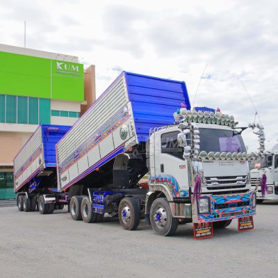 สิบสองล้อดั้มพ์ ISUZU FYH 360 แรง ปี 2556+หางดั้มพ์ สามเพลา อู่ส.สมบัติ ปี 2556