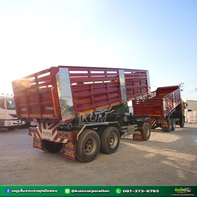 แดงเบอร์กันดี้สีหายาก ดั้มพ์ดิน ISUZU FXZ 360 แรงม้า ปี 66 + หางดั้มพ์ สามเพลา อู่วิศวะกรรมยานยนต์ ปี 66