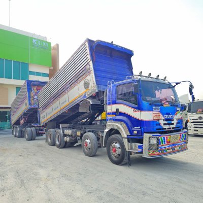 สิบสองล้อดั้มพ์ ISUZU FYH 360 แรง ปี 2557 + หางดั้มพ์ สามเพลา อู่ส.สมบัติ ปี 2557