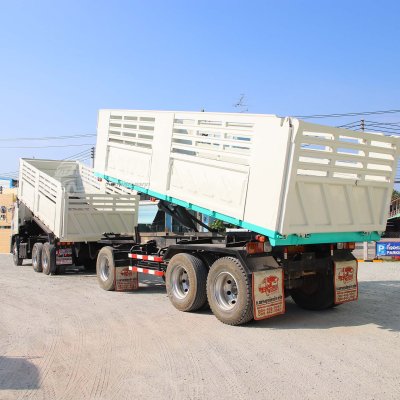 พ่วงแม่ลูกสามมิตร สิบล้อดั้มพ์ HINO VICTOR 500 344 แรงม้า ปี 57 +หางดั้มพ์ สามเพลา สามมิตร ปี 57