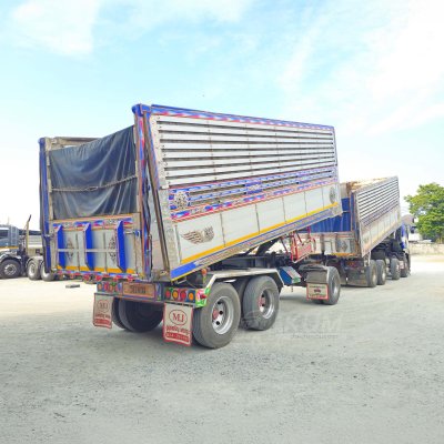 สิบสองล้อดั้มพ์ ISUZU FYH 360 แรง ปี 2557 + หางดั้มพ์ สามเพลา อู่ส.สมบัติ ปี 2557