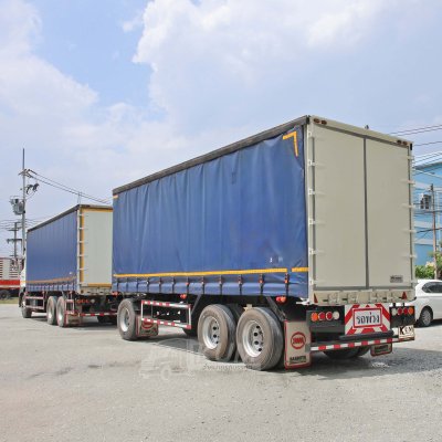 สิบล้อตู้ผ้าใบ HINO FL1A 344 แรง ปี 2567 + หางตู้ผ้าใบ สามเพลา อู่สามมิตร ปี 2567