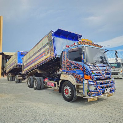 สิบล้อดั๊มพ์ HINO FM 344 แรงม้า ปี 60 + หางดั๊มพ์ สามเพลา อู่ซุ่นชัย ปี 60