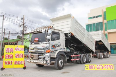 สิบล้อดั้มพ์ HINO FM1A 344 แรง ปี 2566  + หางดั้มพ์ สามเพลา อู่แม็กเทรลเลอร์ ปี 2565