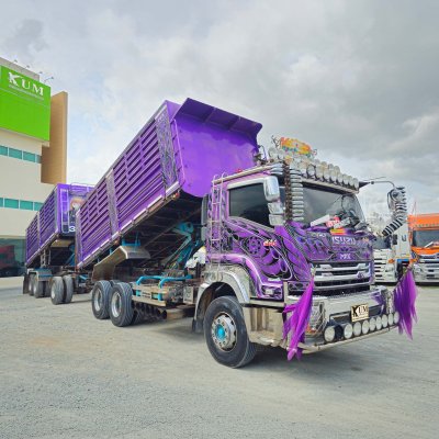 พ่วงสีม่วงสวยมาก ISUZU FXZ 360 แรงม้า ปี 66 + หางดั้มพ์ สามเพลา ปี 66