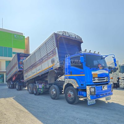 สิบสองล้อดั้มพ์ ISUZU FYH 360 แรง ปี 56 + หางดั้มพ์ สามเพลา อู่ ส.สมบัติ ปี 56