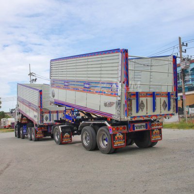 สิบสองล้อดั้มพ์ ISUZU FYH 360 แรง ปี 2556+หางดั้มพ์ สามเพลา อู่ส.สมบัติ ปี 2556