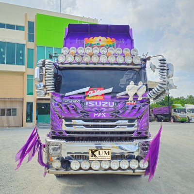 พ่วงสีม่วงสวยมาก ISUZU FXZ 360 แรงม้า ปี 66 + หางดั้มพ์ สามเพลา ปี 66