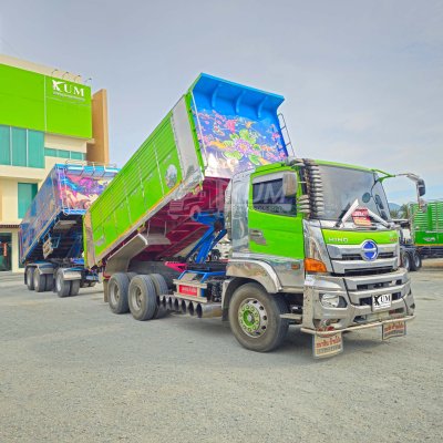 สิบล้อดั้มพ์ HINO FM1A 344 แรง ปี 2566 + หางดั้มพ์ สามเพลา อู่ ส.สมบัติ ปี 2565