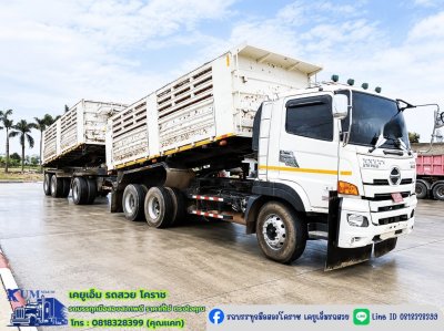 สิบล้อดั้มพ์ พ่วงแม่ลูก Hino Victor FM2P 380 ปี 66 กระบะสามมิตร
