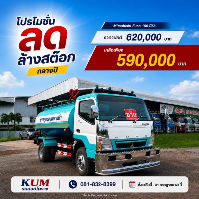 MITSUBISHI FUSO FU 150แรงม้า รถบรรทุก 6ล้อ บรรทุกน้ำ ปี2015