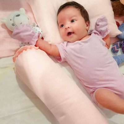 ปลอกหมอนข้างสาลูใยไผ่สำหรับเด็กแรกเกิด - ชมพู ปลอกหมอนข้างสาลูใยไผ่สำหรับเด็กแรกเกิด - ชมพู