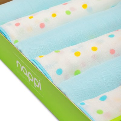Muslin Bamboo Baby Diapers 27 inches, Set of 6 - Assorted Blue Tones (New Pack)