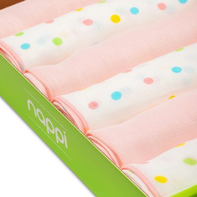 Muslin Bamboo Baby Diapers 27 inches, Set of 6 - Assorted Pink Tones (New Pack)