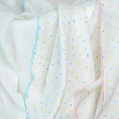 Muslin Bamboo Baby Swaddle 47 inches - Polkadot