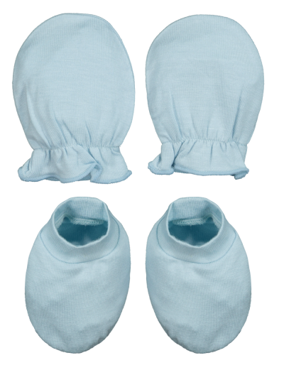 Baby Mitten and Shoes Set (Bamboo + Spandex Fabric) - Blue Baby Mitten and Shoes Set (Bamboo + Spandex Fabric) - Blue
