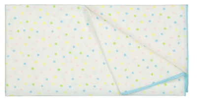Muslin Bamboo Baby Diapers 27 inches, Set of 4 - Polka Dot Pattern with Blue Edging