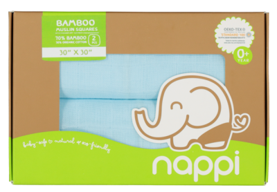 Muslin Bamboo Baby Diapers 30 inches, Set of 2 - Blue