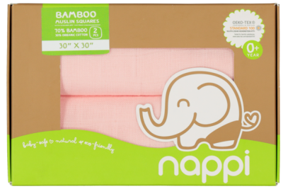 Muslin Bamboo Baby Diapers 30 inches, Set of 2 - Pink