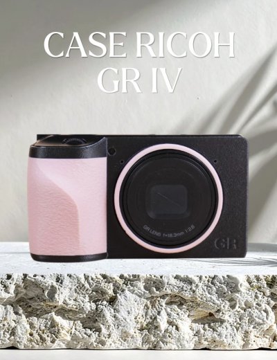 CASE RICOH GR4 CARBON BLACK CASE BODY & PEACH BLOSSOM PINK GRIP