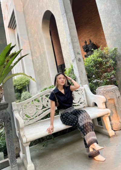 กางเกงผ้าทอทรง Cargo pant