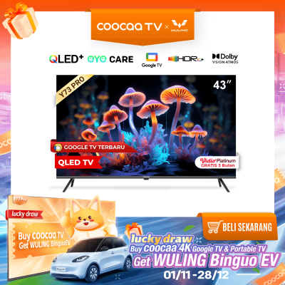 Coocaa 43Y73 PRO Google TV - 4K QLED+ - Flicker Free/Eye Care/Low Blue Light - Netflix/Youtube - Dolby Vision