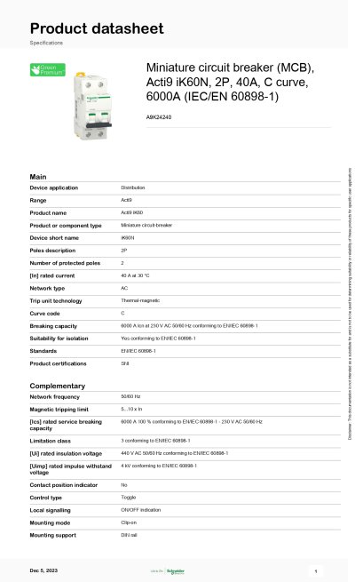 MCB 2P 40A