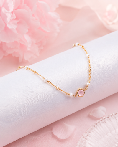 Lumina Hive - Rose Quartz & Pearl Bracelet หินแห่งความรัก เยียวยาหัวใจ ลดกังวล สมดุลชีวิต เพิ่มความแข้มแข็ง