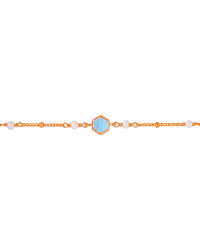 Lumina Hive สร้อยข้อมือหินนำโชค เสริมการสื่อสาร เจรจาไกล่เกลี่ย ลดกังวล สมดุลอารมณ์ – Blue Chalcedony & Pearl Bracelet