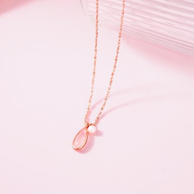 Moonlit Drop - Rose Quartz & Pearl Necklace