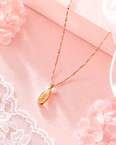 Moonlit Drop - Lemon Quartz & Pearl Necklace สร้อยคอหินนำโชคนำเข้าจากเกาหลี เสริมสมาธิ ความคิดสร้างสรรค์ การตัดสินใจ