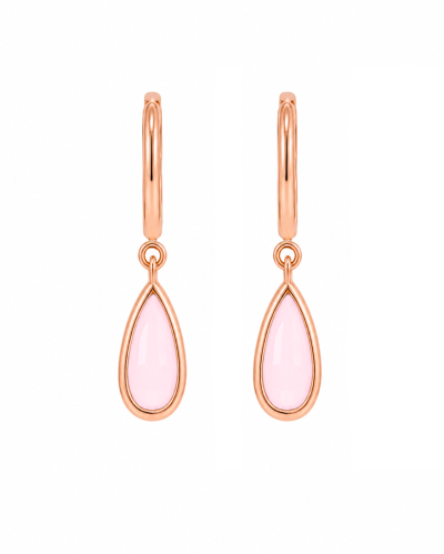 Moonlit Drop - Rose Quartz Earrings ต่างหูหินนำโชคนำเข้าจากเกาหลี เสริมด้านความรัก และความสัมพันธ์ เยียวยาหัวใจ