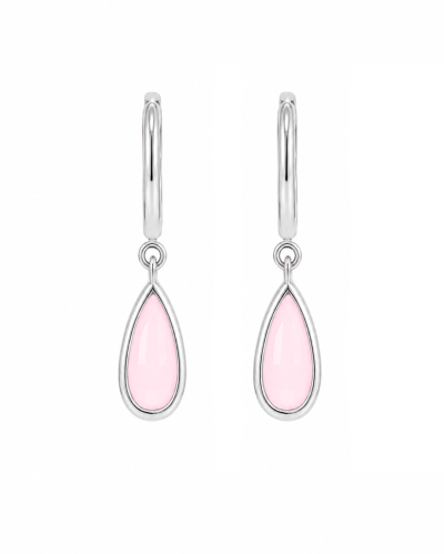 Moonlit Drop - Rose Quartz Earrings ต่างหูหินนำโชคนำเข้าจากเกาหลี เสริมด้านความรัก และความสัมพันธ์ เยียวยาหัวใจ